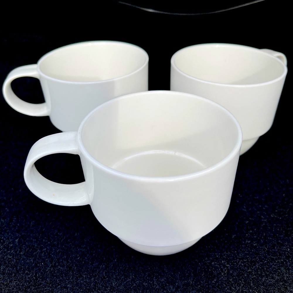 Crate&Barrel Set of 3 Crate and Barrel Stacking Mugs Coffee Cup White 14 oz